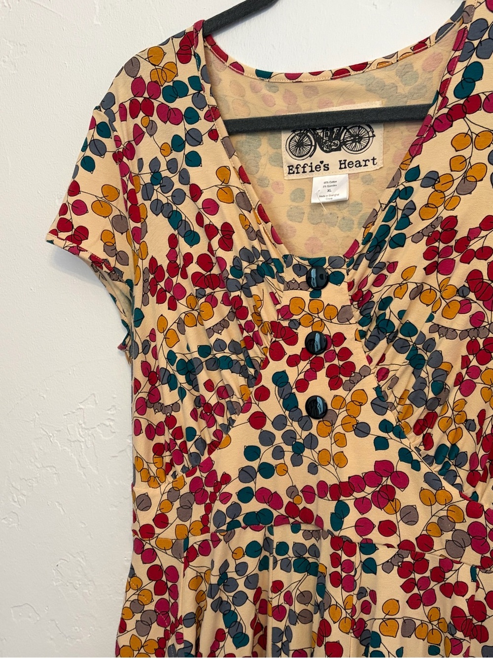 Effie's Heart Retro-Style Cream Midi Dress with Dot Print, XL - Picture 3 of 5